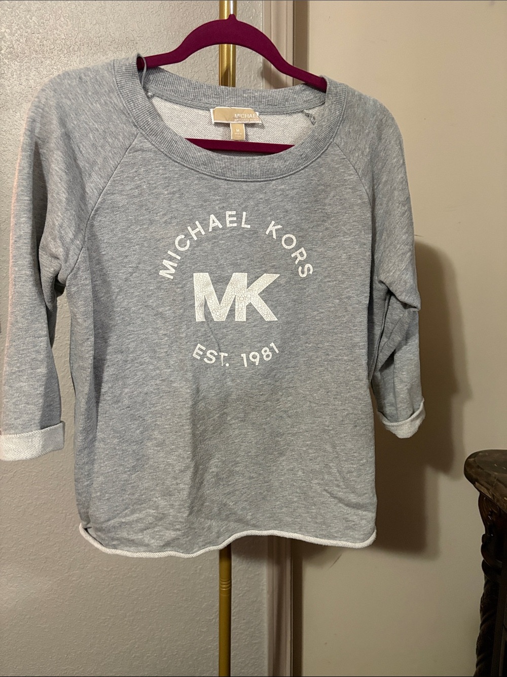 Michael Kors Light Gray MK Logo Crewneck Sweatshirt